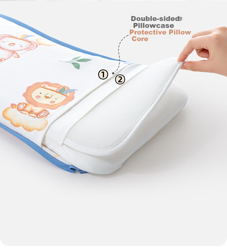 Beitaisi Children's Pillow, All-Season Use, Full Pillow, Breathable, Height Adjustable, Baby Pillow for 0-4 Years Old, Newborn Neck Support Pillow 15