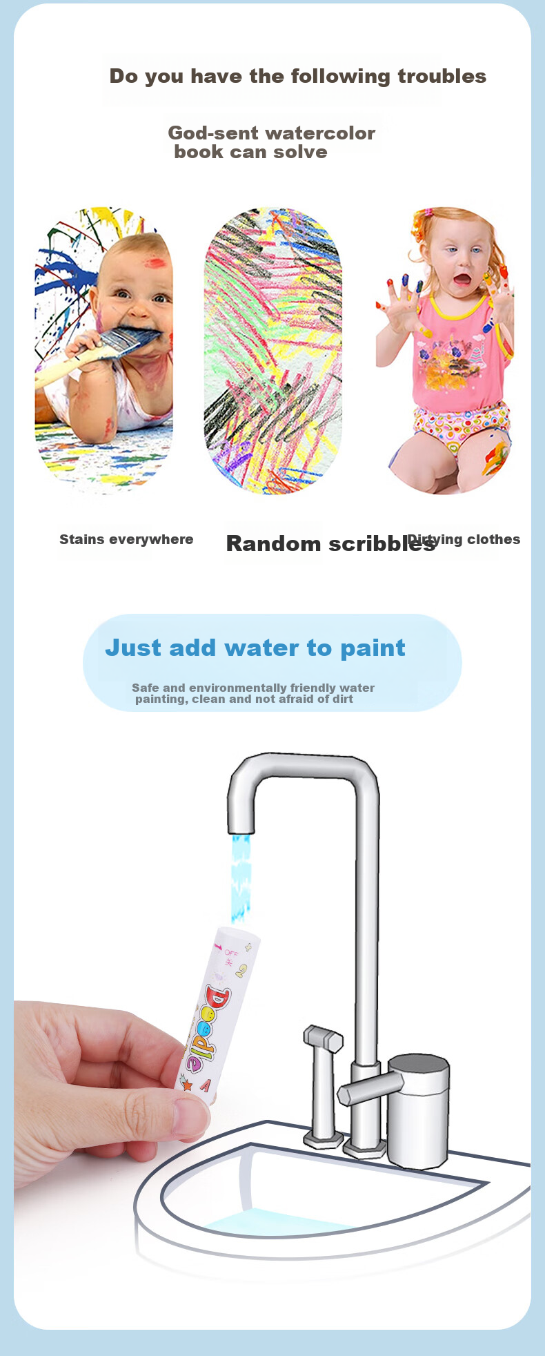 COOKSS Magic Water Drawing Book, Reusable Doodle Water Pen Book, Magic Coloring Dinosaur Toy for Boys And Girls, 6 Books 4