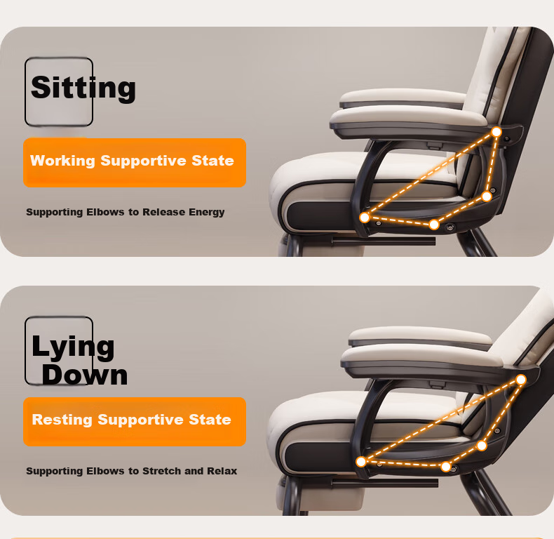 Chibailun Computer Chair, Bow-Shaped Gaming Chair, Home Office Chair, Reclining Sofa Chair, Comfortable for Long Sitting, Dormitory Study Chair 8