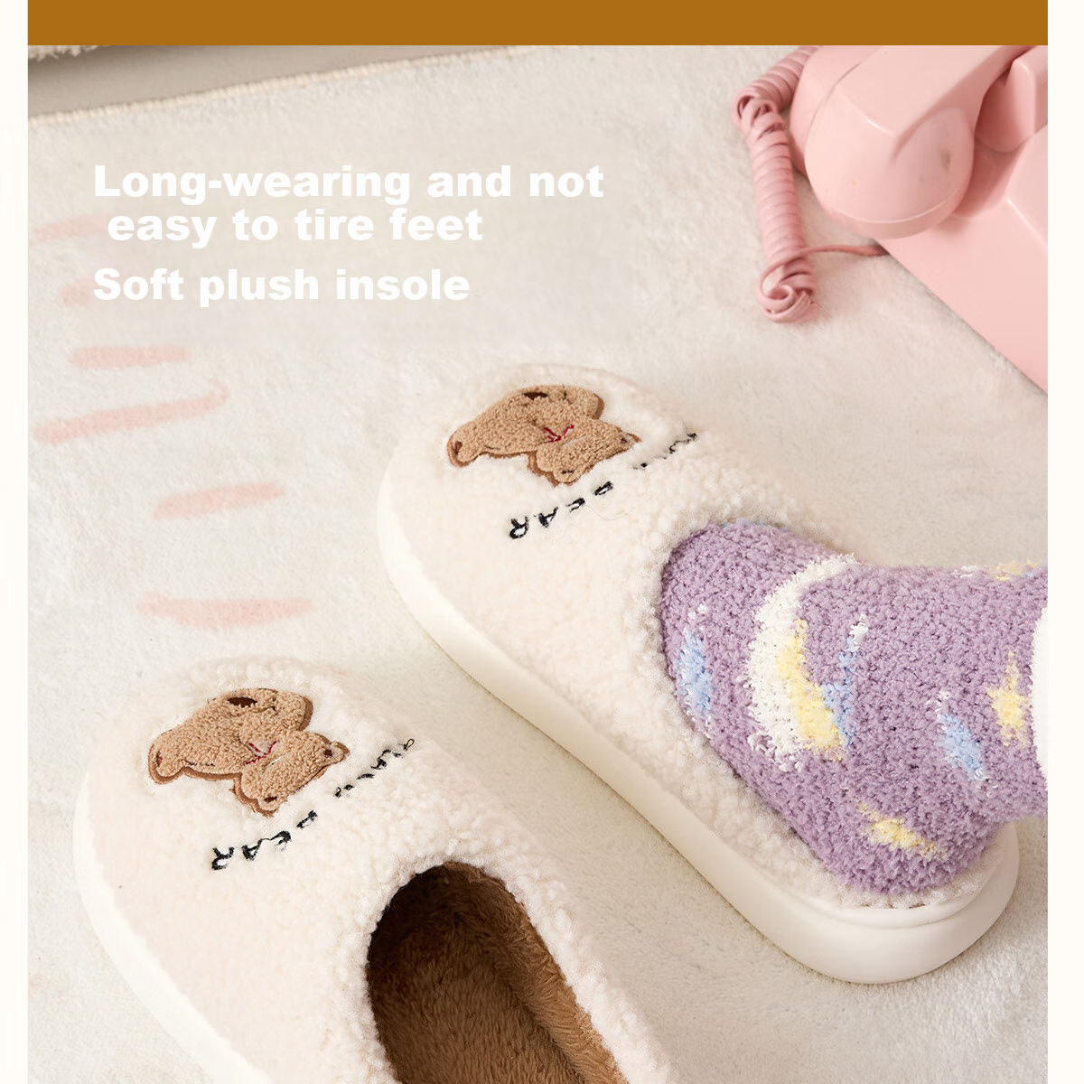 Grace Cute Cotton Slippers Women's Autumn and Winter Indoor Home Thickened Warm Anti-Slip Thick Bottom Slippers Women Winter 7