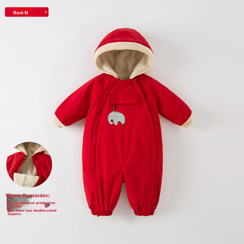 DAVE & BELLA [Same As in Mall] Winter Baby Clothes Fleece-Lined Thickened Onesie for Baby Boys And Girls