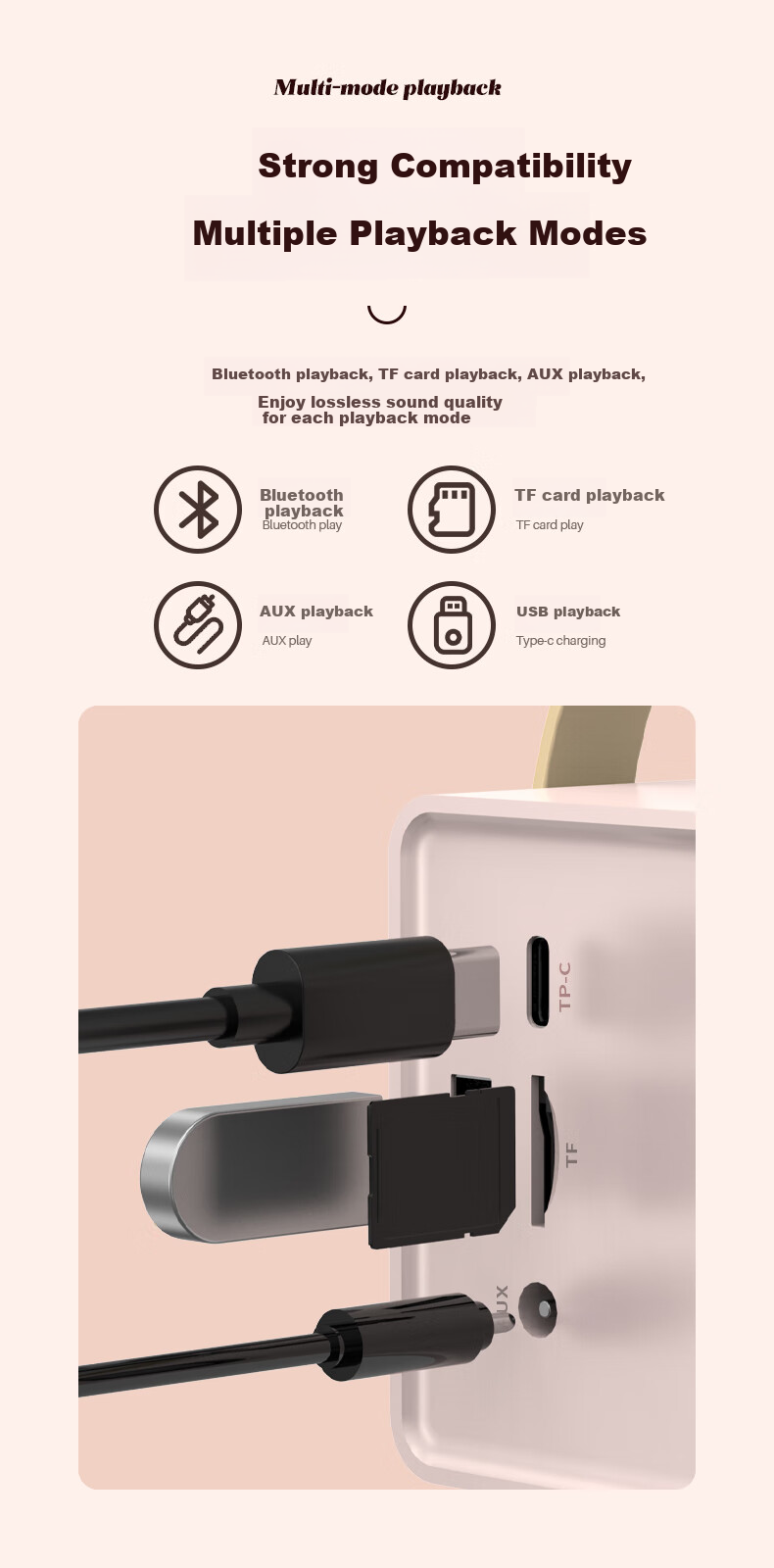 Weizhi Wireless Portable Bluetooth Speaker, Cute Retro Mini Sound System for Home Use, Metal Subwoofer DZ-004 White 9