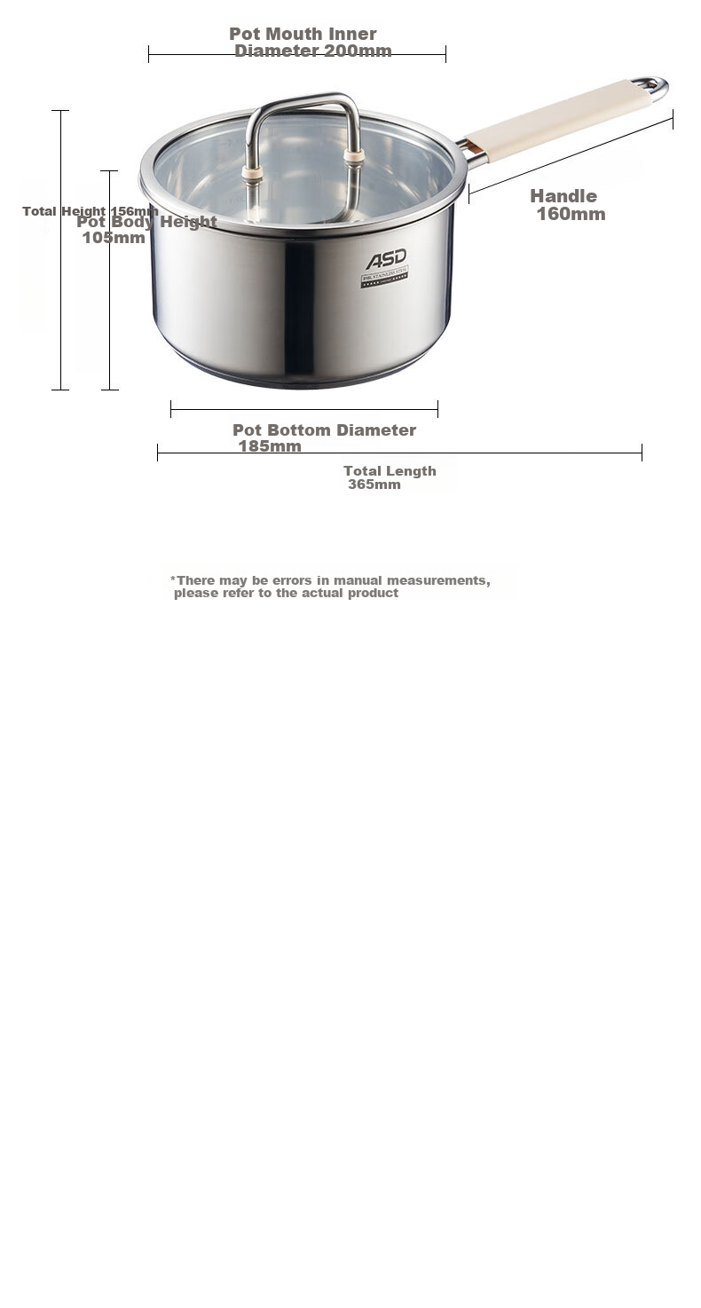 ASD Milk Pot, 316L Stainless Steel, Baby Food Pot, Small Milk Pot, Thickened, Suitable for Gas And Induction Stoves, NS18B15WG 13