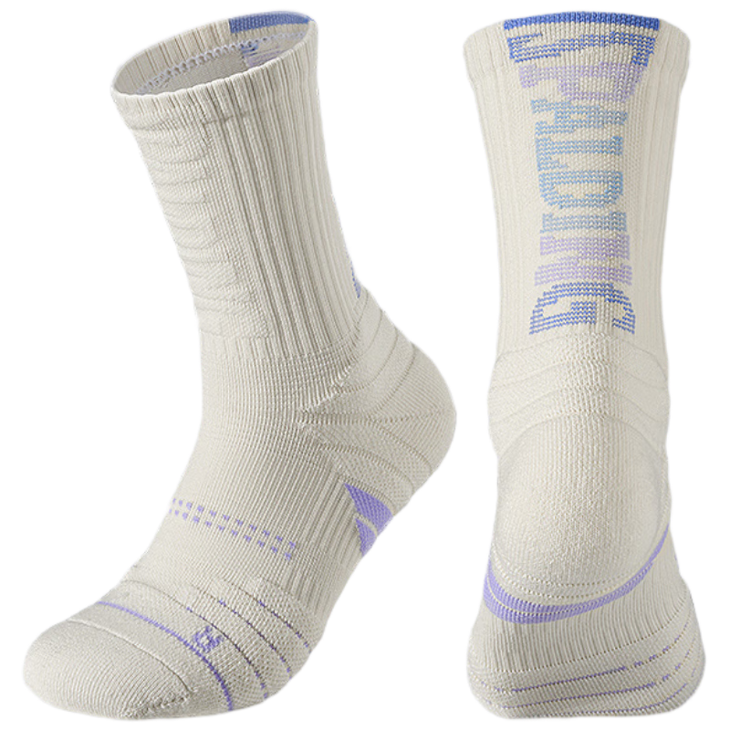 SPALDING Beam Pro 2.0 Men's Basketball Socks Thickened Towel Bottom Non-Slip Long Tube Elite Youth Sports Socks Beige Blue