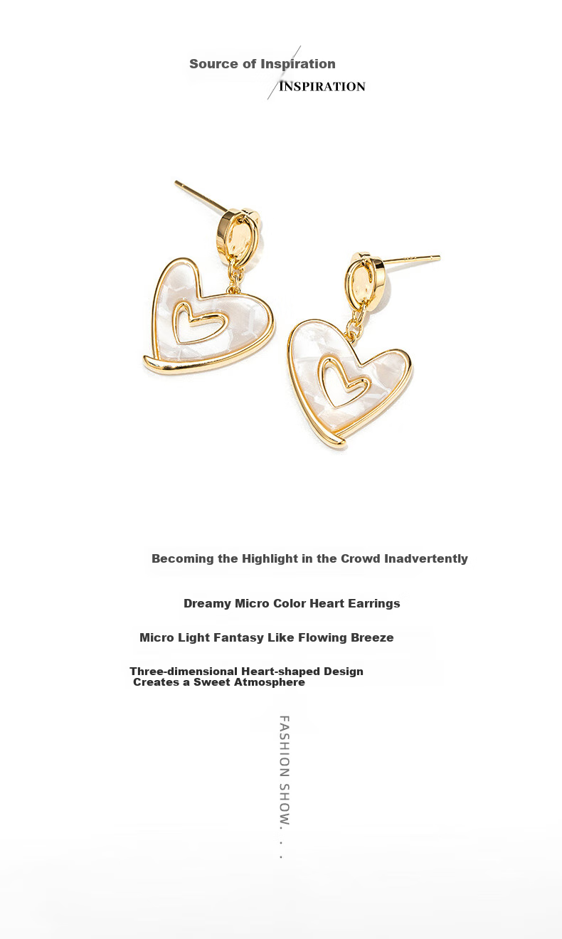 Qlady Sweet Heart Earrings for Women, Elegant Silver Studs with High-End Feel, Luxurious Niche Spring Earrings, Birthday And New Year Gift 2