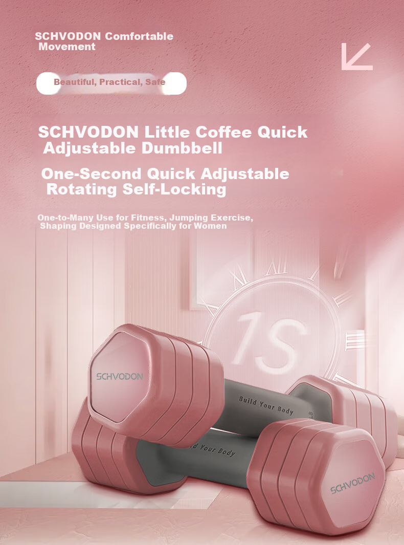 Schvodon Adjustable Dumbbells for Women's Home Fitness, Aerobics, Strength Training, Pure Steel, Approximately 2.27kg*2 Pieces 1