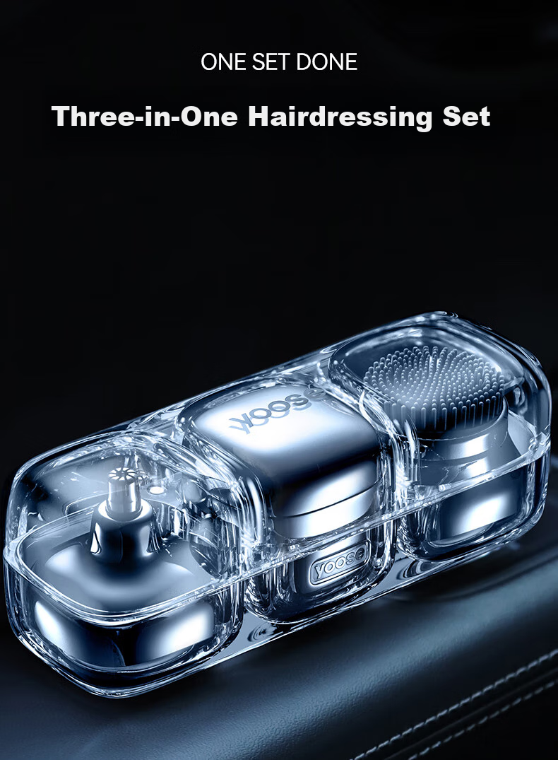 Yoose Electric Shaver, Razor, Nose Hair Trimmer, And Facial Cleanser Three-In Men's Birthday Gift for Boyfriend, Husband, Father, Small Magic Cube Grooming Set D1-S Electroplated Silver 10