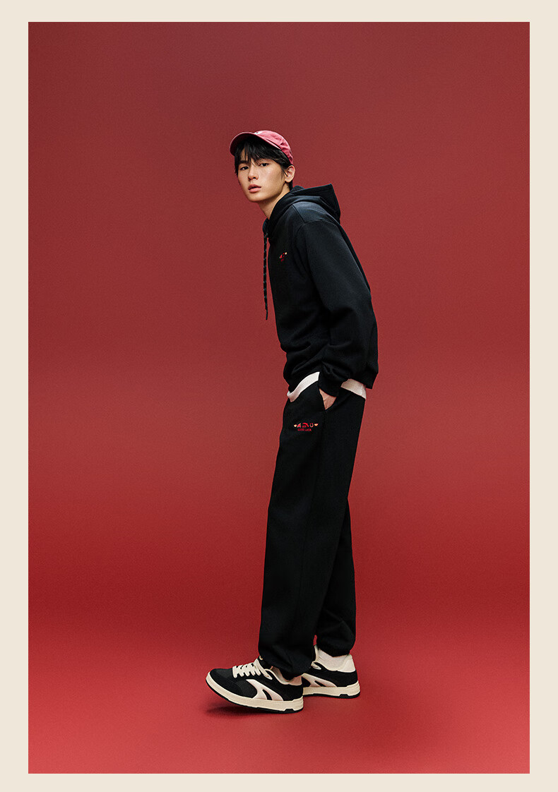 ANTA Good Things Happen New Year Fleece-Lined Casual Sweatpants Unisex Loose Fit Knit Jogger Pants 6