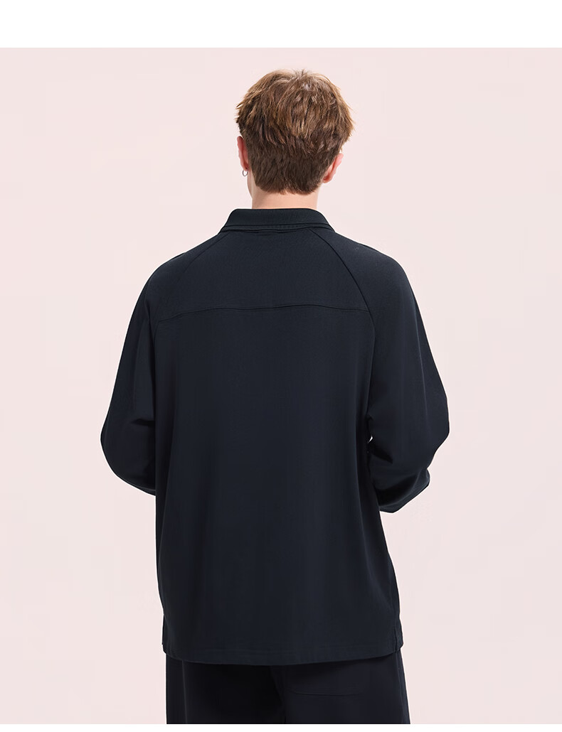 Charles Peach Heart Vintage Polo Shirt Unisex Autumn Trendy Loose Fit Classic Collar Solid Color Couple Long Sleeve Light Heather Gray XS 3