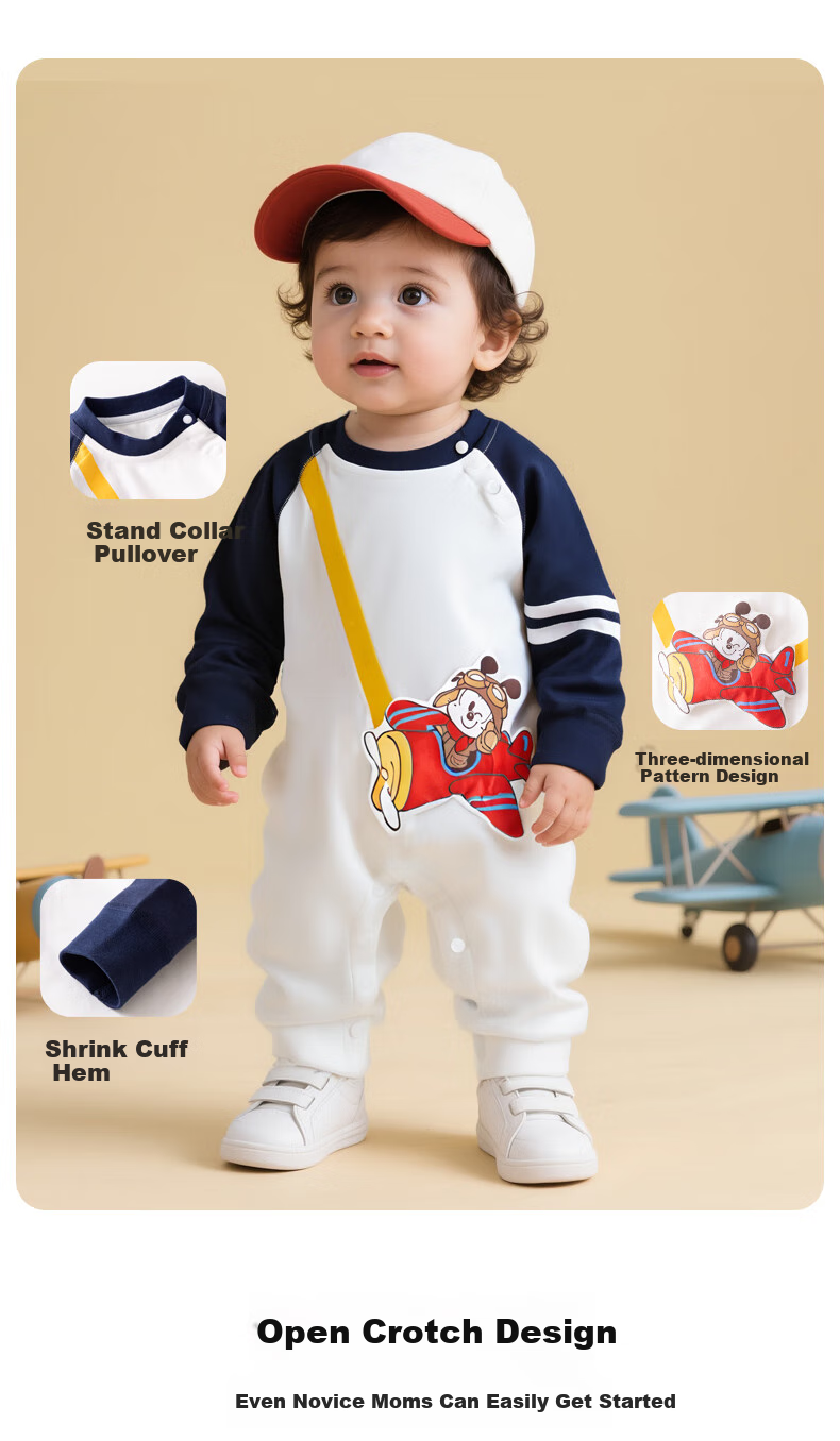 BOBDOG Baby Clothes Spring And Autumn, 100% Pure Cotton Infant Romper, Class A Baby Cartoon Outdoor Wear, Onesie Bodysuit 4