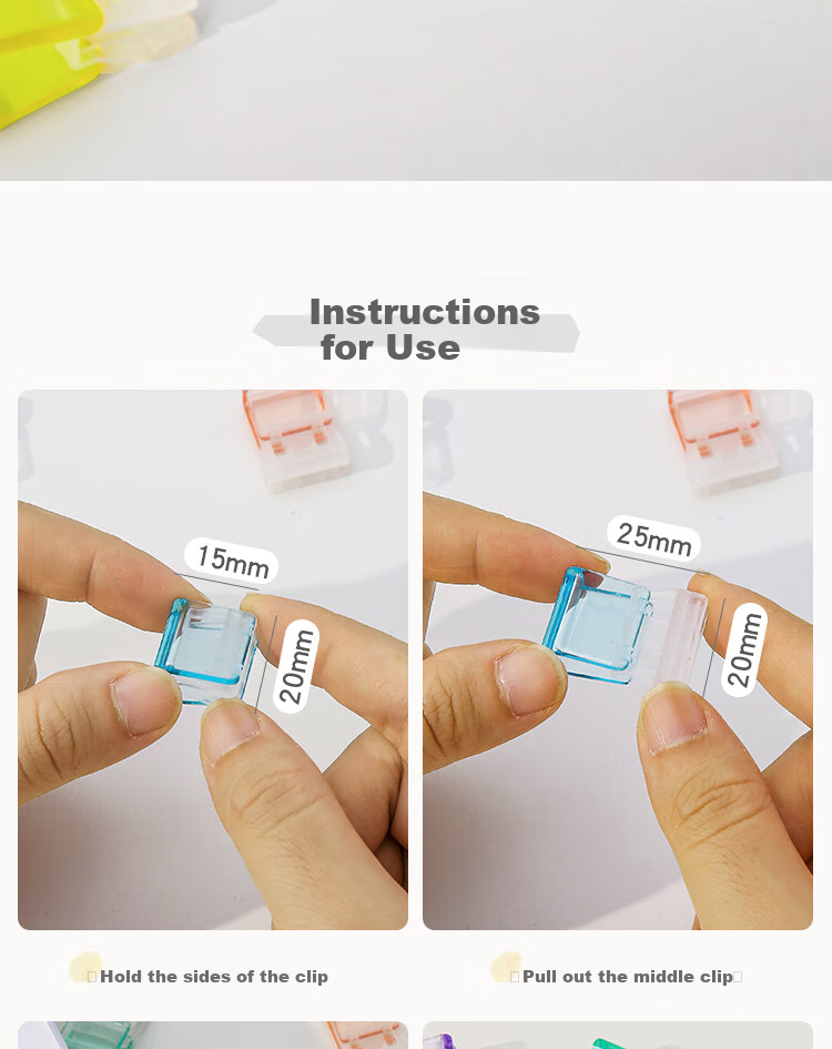 Sannianerban Push Clip, Transparent Refillable Small Clip, Stationery, Multi-Functional File Folder for Students, Push Clip for Exam Papers And Books, Storage Organizer, Office Supplies, Document Folder 5