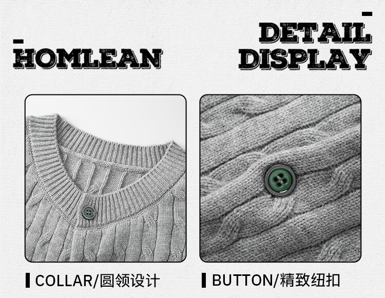 Homlean Vintage Style Casual Cardigan Sweater Men Autumn Winter Loose Knit Jacket HX66 Warm Black 2XL 4