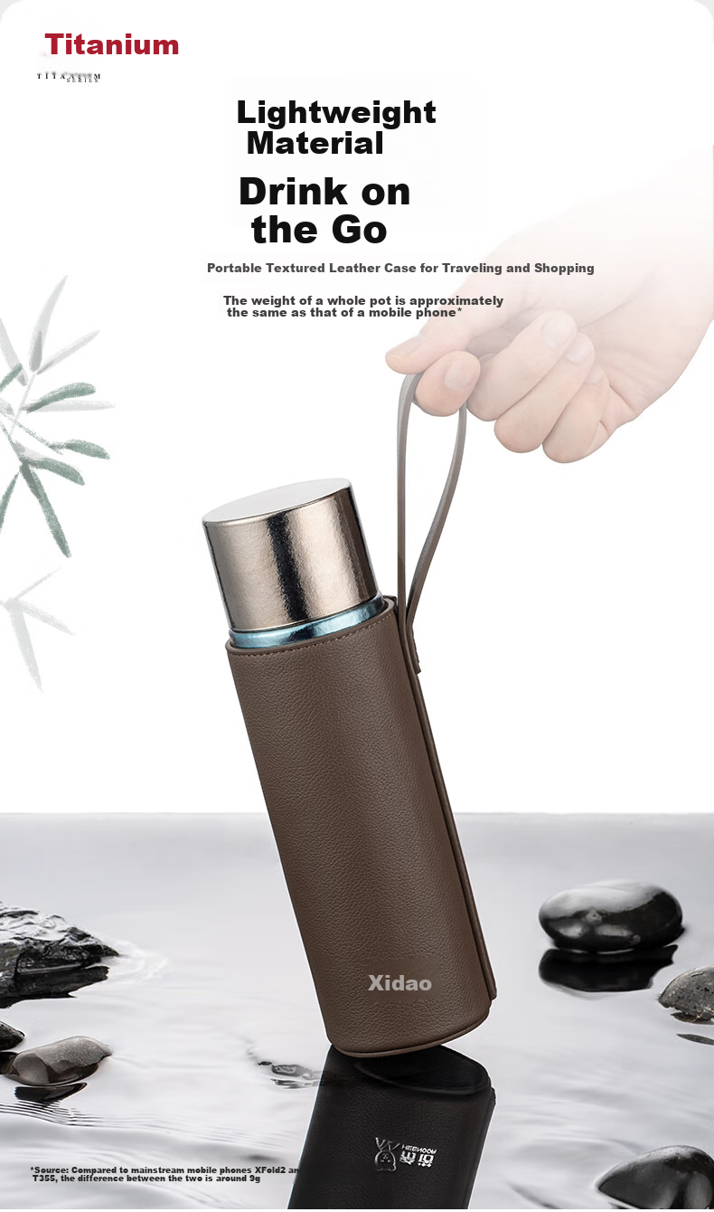 Heenoor Pure Titanium Insulated Mug for Men, High-End Tea Steeping Cup, Car Water Bottle, Tea Infuser Cup, Mid-Autumn Festival Gift XN-T380 9