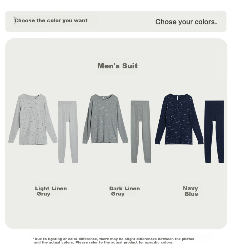 Hodo Men's Underwear, Pure Cotton Autumn Top And Pants Set, All-Cotton Printed Thin Cotton Sweater And Pants, New Autumn Release, Light Linen 180 10