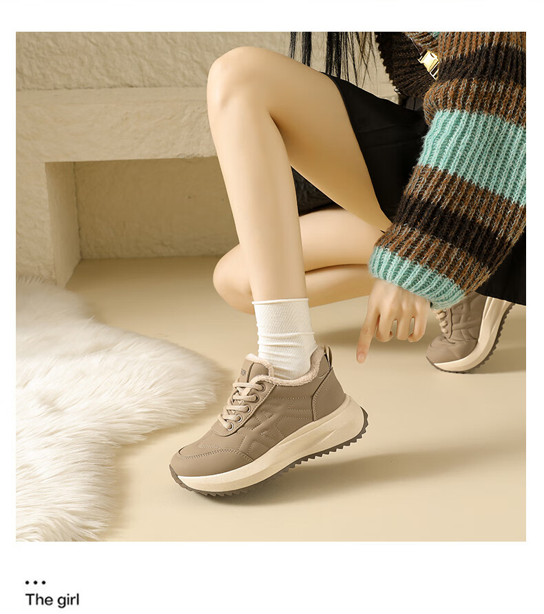 CARTELO Women's Winter Fleece-Lined Dad Sneakers Warm Boots Casual Sports Cotton Shoes 1660 Black Size 37 12