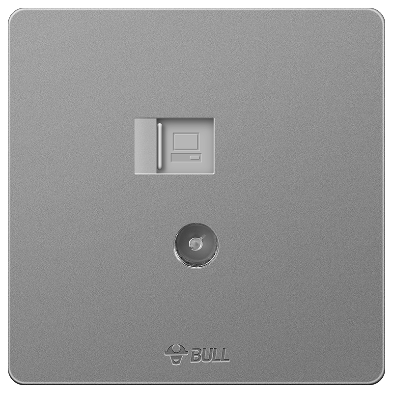 BULL G12T223B Two-Gang Computer and TV Cat6 Socket Switch - Starry Gray Concealed Installation