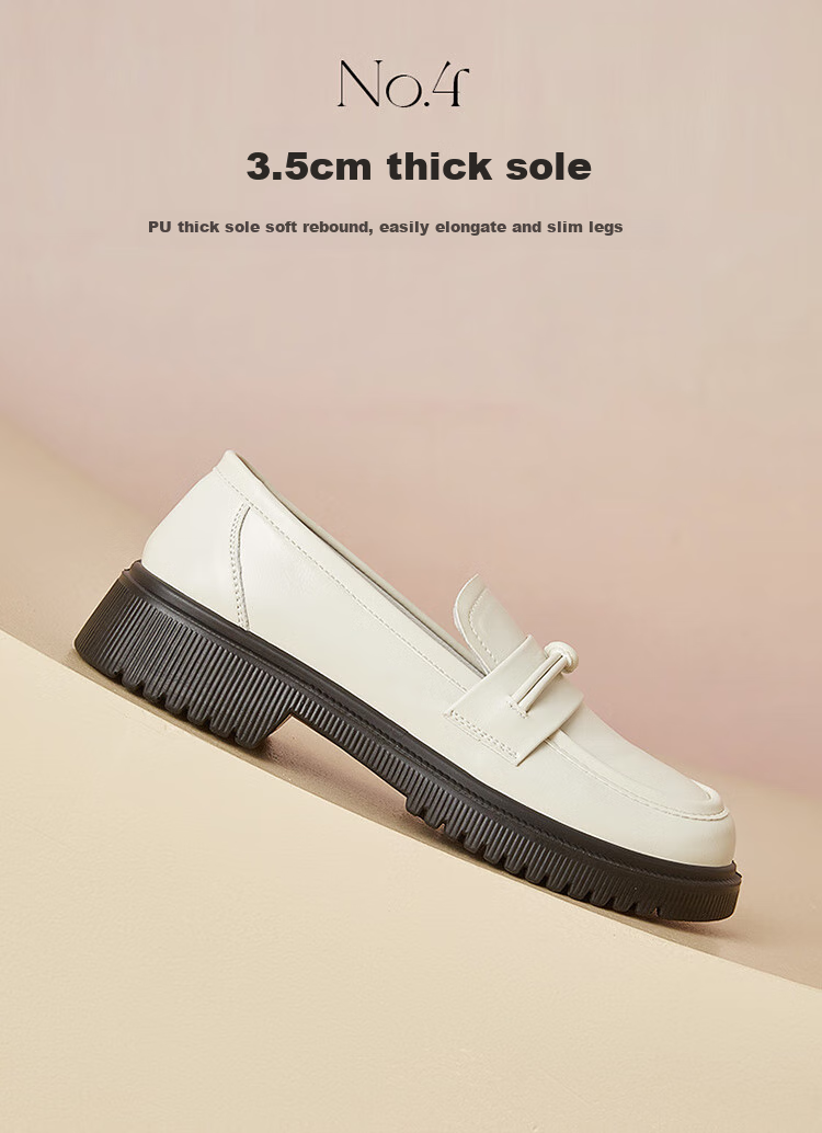 Dusto Thick-Soled Loafers for Women, 2026 New Spring JK School Style Soft-Soled Black Leather Shoes Slip-On Flats 7