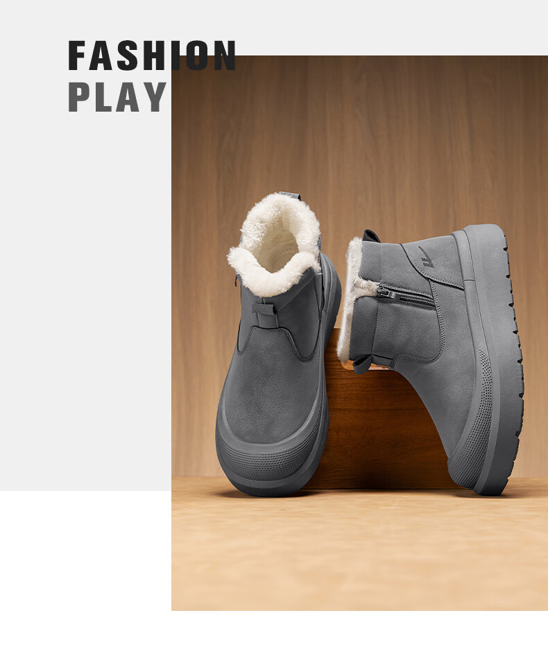 Warrior Men's Snow Boots 2025 Autumn Winter New Men's Cotton Shoes Fleece Lined Thickened Warm Casual Shoes Black 39 9