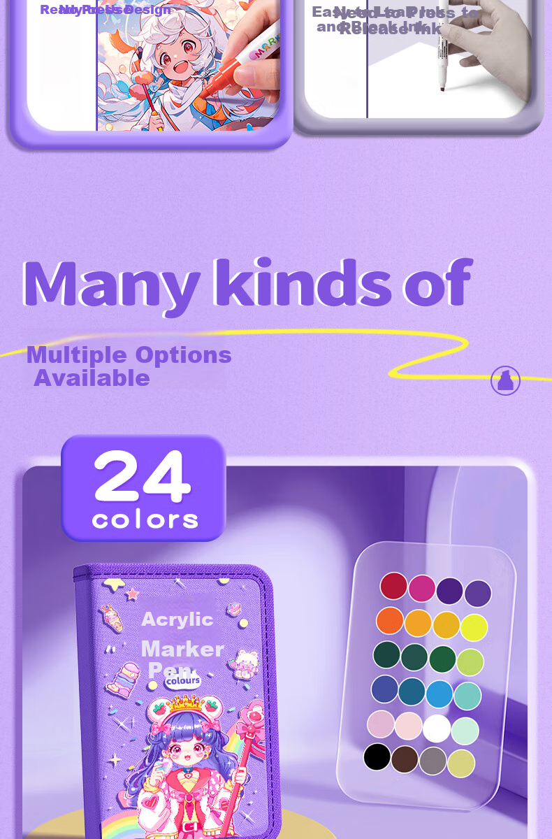 Mingyu 48-Color Acrylic Markers, Watercolor Pens, Elementary School Student Children's Drawing Tools, Art Student Special Washable Paintbrushes, Girls' Birthday Essential Gift, 48 Colors/purple Girls' Watercolor Pens 11
