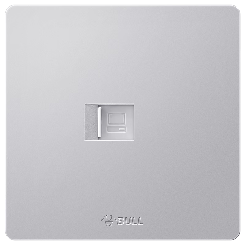 BULL Switch Socket G12 Series, Single Computer Socket, 86-Type Panel G12T102, Cream-Colored Space Silver