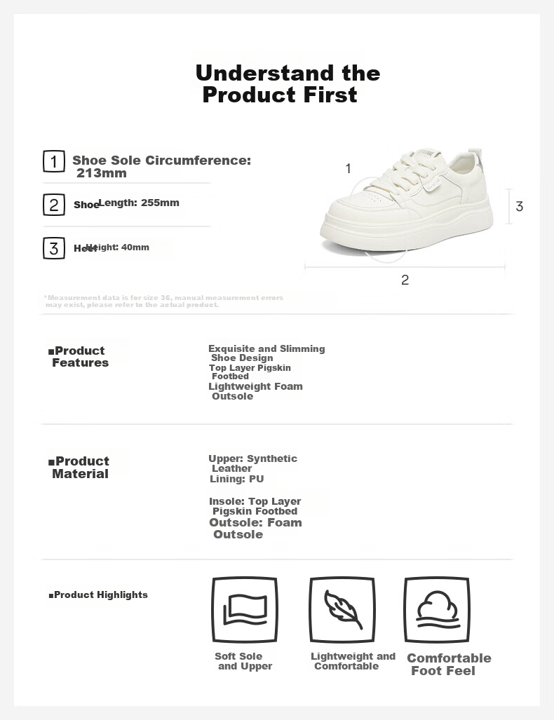 HLA Women's Shoes, Comfortable Height-Increasing Versatile White Sneakers, Casual Skateboard Shoes HDAYXW3CDP008, Beige And Silver Color, Size 37 4