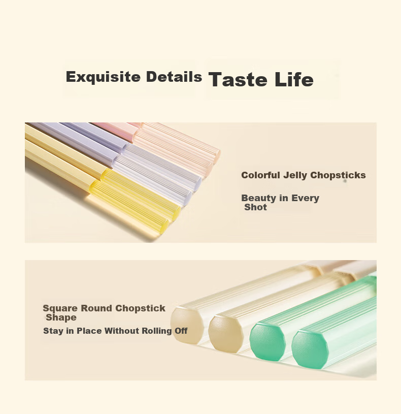 SUPOR Specialized Color Chopsticks, Heat-Resistant Healthy Chopsticks, Colored Jelly Chopsticks, 10 Pairs, Machine Washable 10