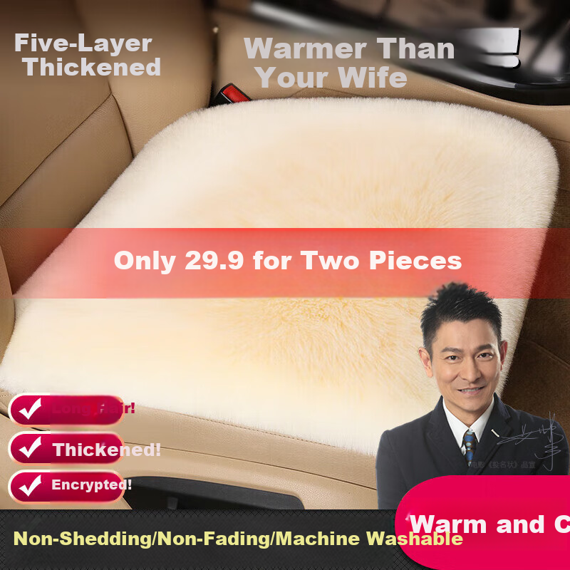 Jiabolan Winter Car Seat Cushion, Plush Thickened Short Plush Wool, Single Piece Backrest Pillow, Warm Rear Seat Commercial Vehicle Two-Piece Set