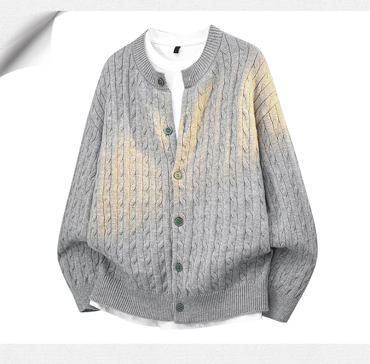 Homlean Old Money Style Casual Cardigan Sweater Men Autumn Winter Lazy Loose Knit Jacket HX66 Cedar Gray 3XL 1