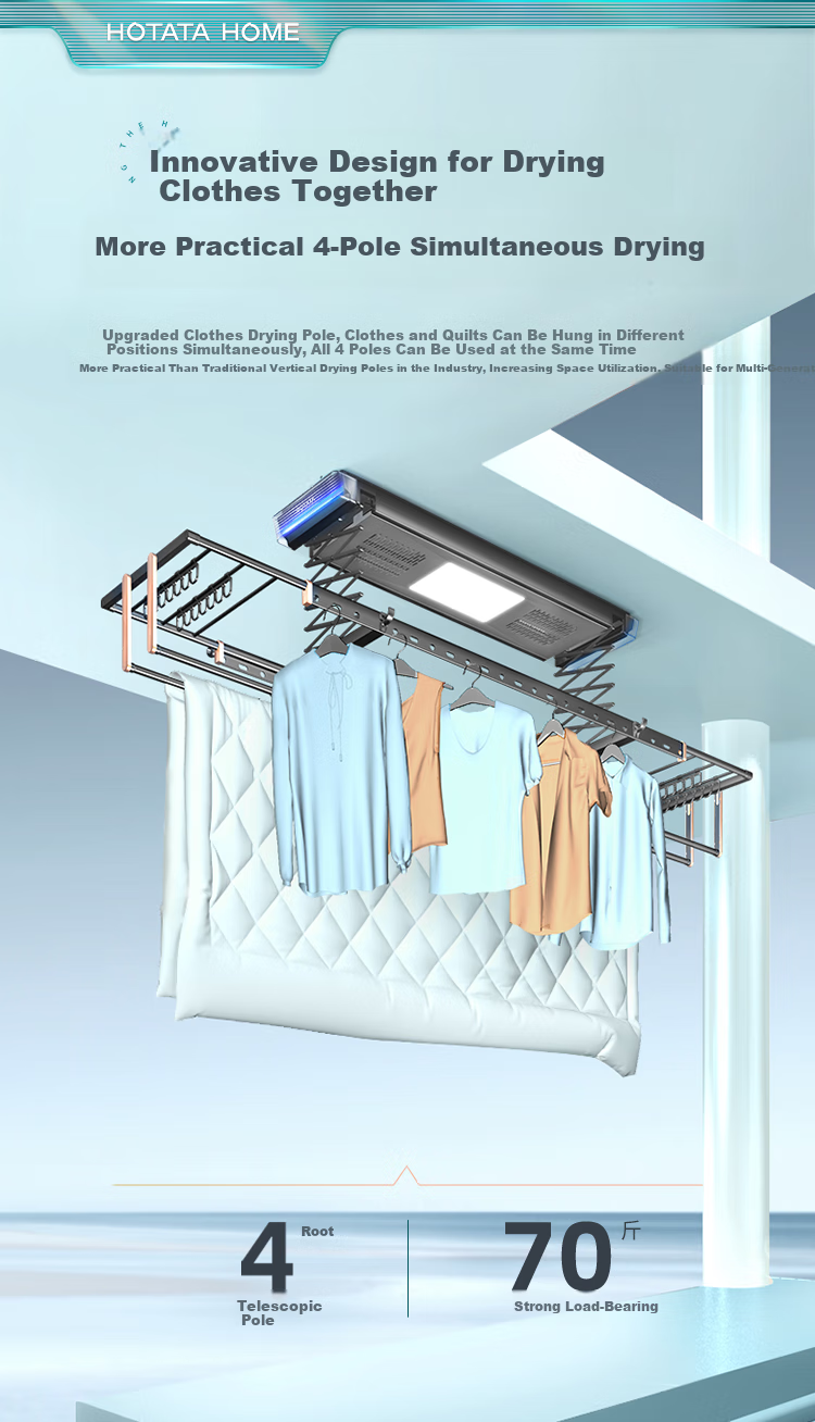Hotata Electric Clothes Drying Rack, Concealed Lifting, Balcony Fully Hidden Smart Clothes Drying Machine Q30, Triple-Fold Space Master 11