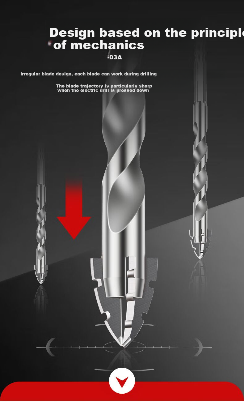 LiDiao Four-Blade Serrated Eccentric Drill Bit, Dry Glass Marble Porcelain Tile Drilling Bit, Hand Drill 6+8+10+12 4