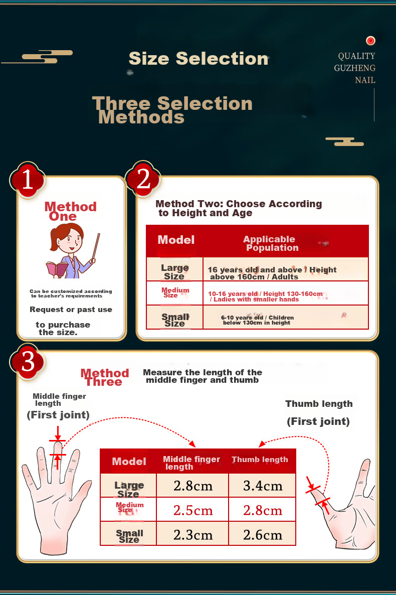 Asasi Guzheng Fingernails, Professional Performance Style, for Children And Adults, Beginner Fingernail Pieces, 8 Pieces, Large Size 7