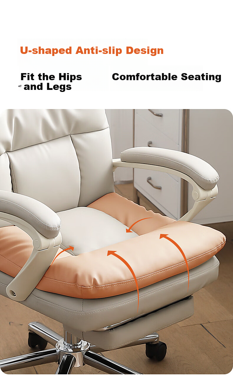 Guquan C733 Milk White Ergonomic Office Chair for Home, Long Sitting, Study, Dormitory And Study Room - Reclining 10