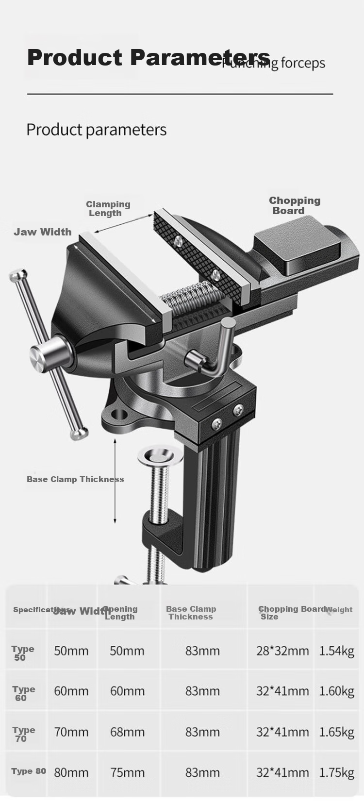 Baolian Bench Vise, Small Multifunctional Household Universal Mini Bench Vise, Workbench Flat-Jaw Small Vise, Bench Woodworking Clamp 14