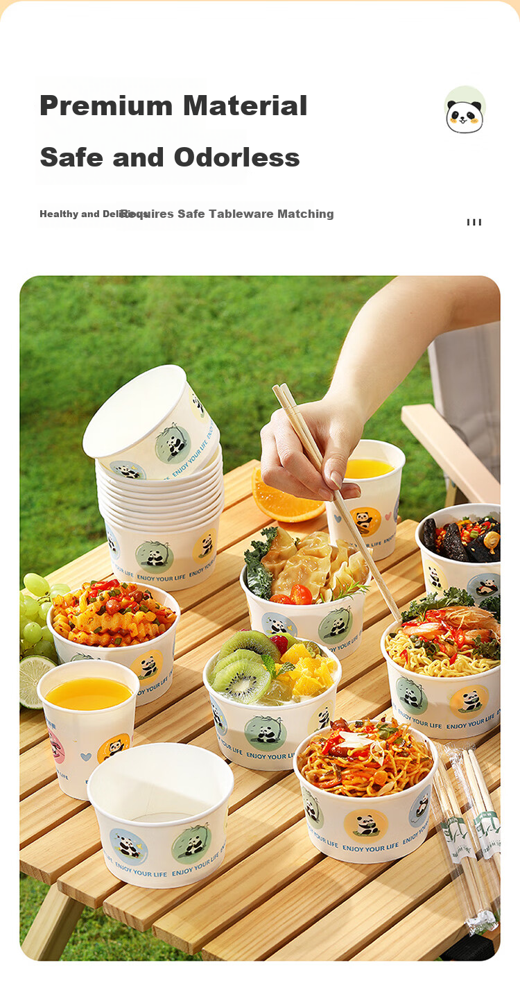 MARYYA Disposable Bowls, Food-Grade, 360ml*60 Pieces, Heat-Resistant, Takeaway, Outdoor Picnic, Round Paper Lunch Boxes 5