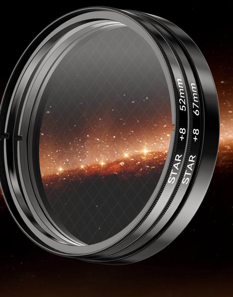 Suoying [Hot Sale 200W] Adjustable Starlight Lens 8-Line 67mm Starburst Filter for Mobile Phone Camera External Photography Tool Night Sky Jewelry Night Scene Starlight Filter 11