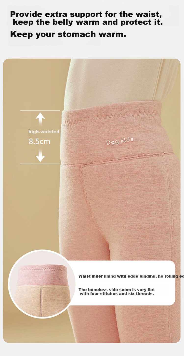 Dingguagua Children's Fleece-Lined Thick Warm Pants, Autumn And Winter Girls' High-Waist Cotton Pants, School Uniform Essential, Inner Wear Single Autumn Pants, Purple 140 6