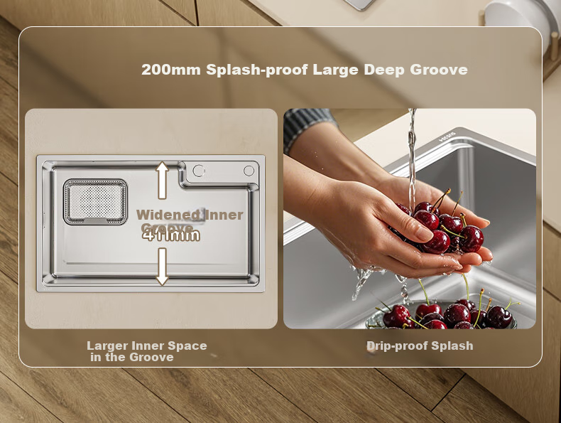 ARROW Kitchen Sink, Large Single Basin, Japanese-Style 304 Stainless Steel Dishwashing And Vegetable Washing Sink, Integrated Basi 20