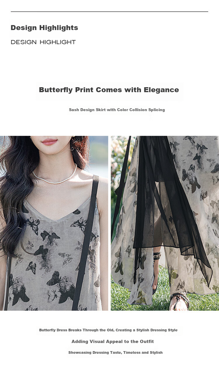 Cypress Long Dress 2026 Summer New Women's Loose Elegant Flared Slip Dress 2