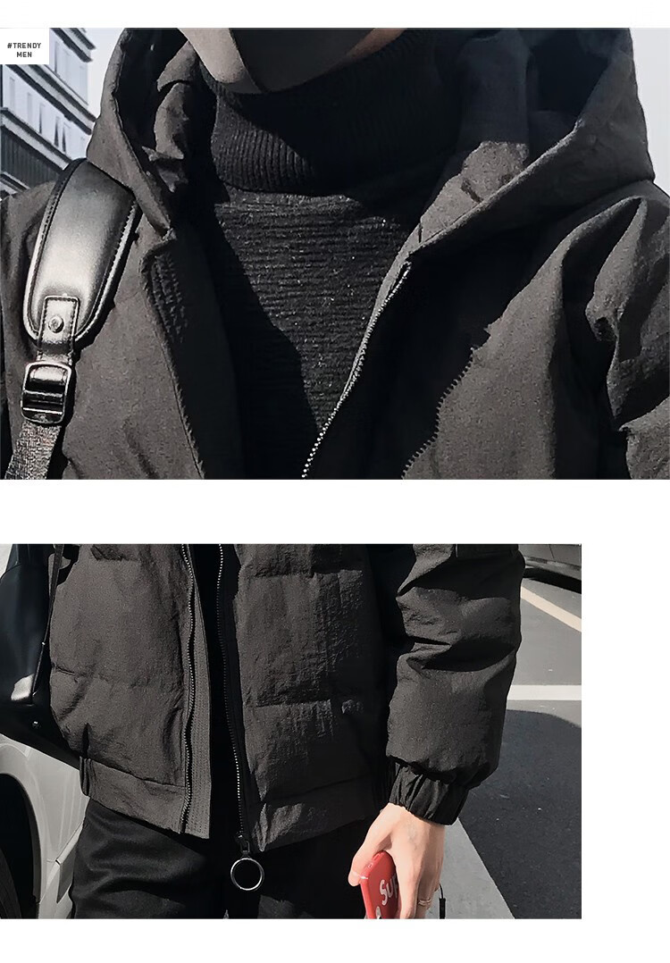 Colombass Trendy Men's Down Jacket Hooded Winter New Thick Short Loose Down Coat Outerwear 8