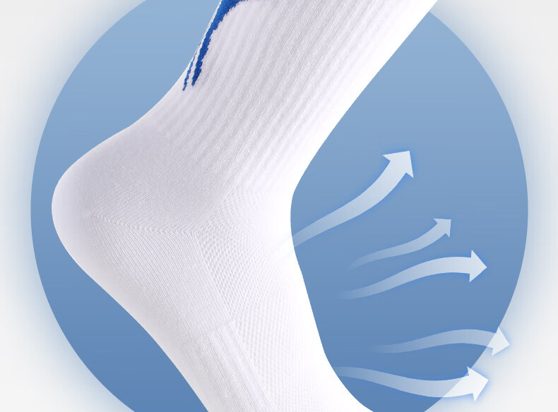 LI-NING Men's Socks (3 Pairs) Summer Sports Running Sweat-Absorbing Breathable Mid-Length Socks Fitness Badminton Cotton Socks for Women 3