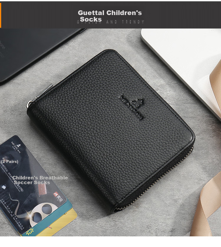 MEXICAN Genuine Top-Grain Leather Card Holder for Men, Large Capacity Card Case with Multiple Slots, Accordion Wallet for Business Cards And ID Documents, Black 6