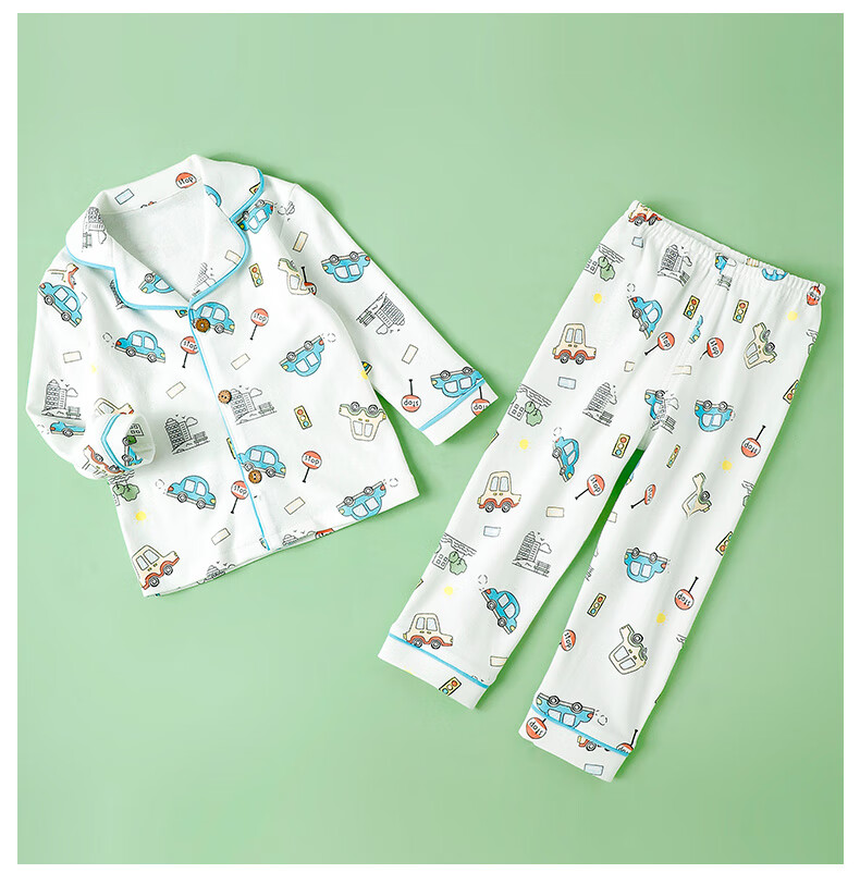 YISHUANGER Children's Homewear Set Girls Pajamas Air Conditioning Clothes Summer Thin Baby Boys Blooming Flower 120 17