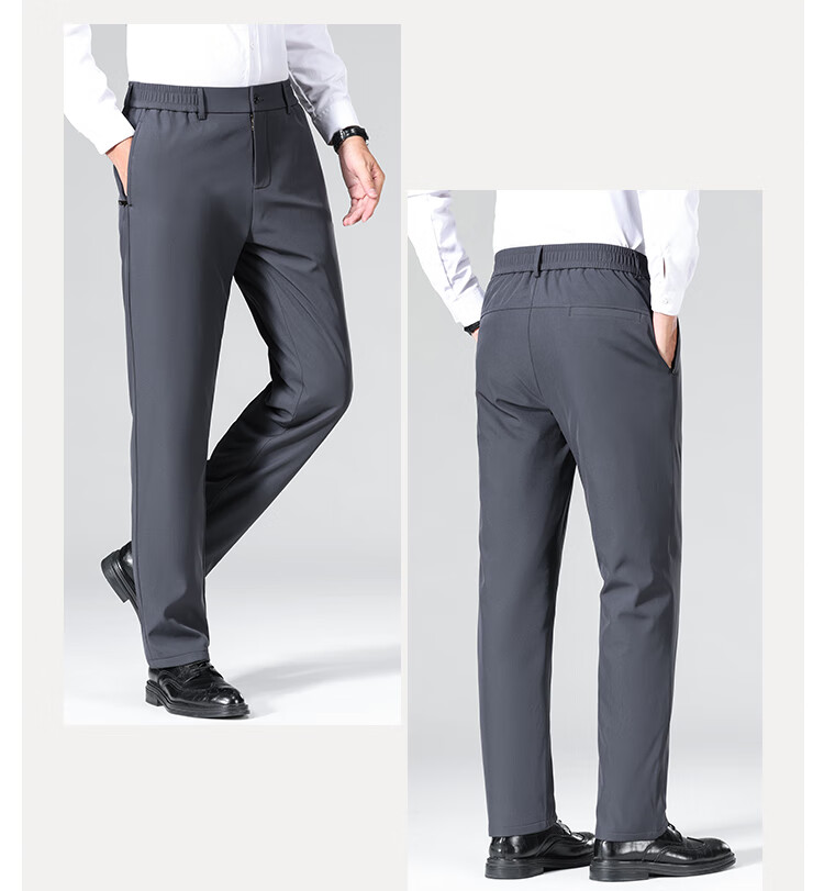 ROMON 90% Duck Down Men's Winter Warm Thick Fleece Lined Suit Pants Straight Leg Trousers 810 Black M 13