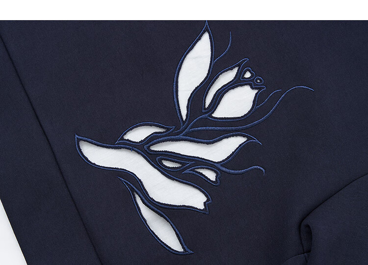 Demana Fresh Cloud Oxygen Cotton Spring Autumn Design Hollow Out Fake Two-Piece Loose Stretchy Slimming Sweatshirt for Women 7