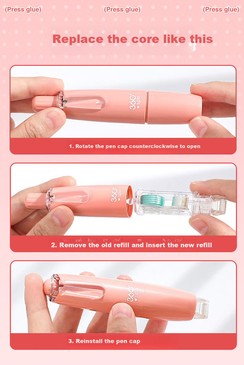 CHANGLi Gradient Push-Button Glue Refill, High-Value Children's Craft Large Capacity Journal Glue Tape, Elementary School Student Error Correction Sticky Notes, Strong Double-Sided Glue Pen with High Adhesio 6