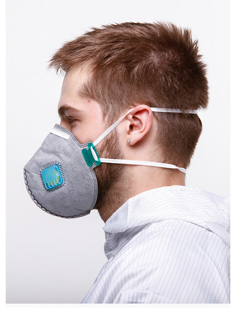 CK-Tech Industrial Dust Mask KN95 Activated Carbon Respirator with Breathing Valve Earloop CKH-5820CV-10 Gray 10pcs/Box 7