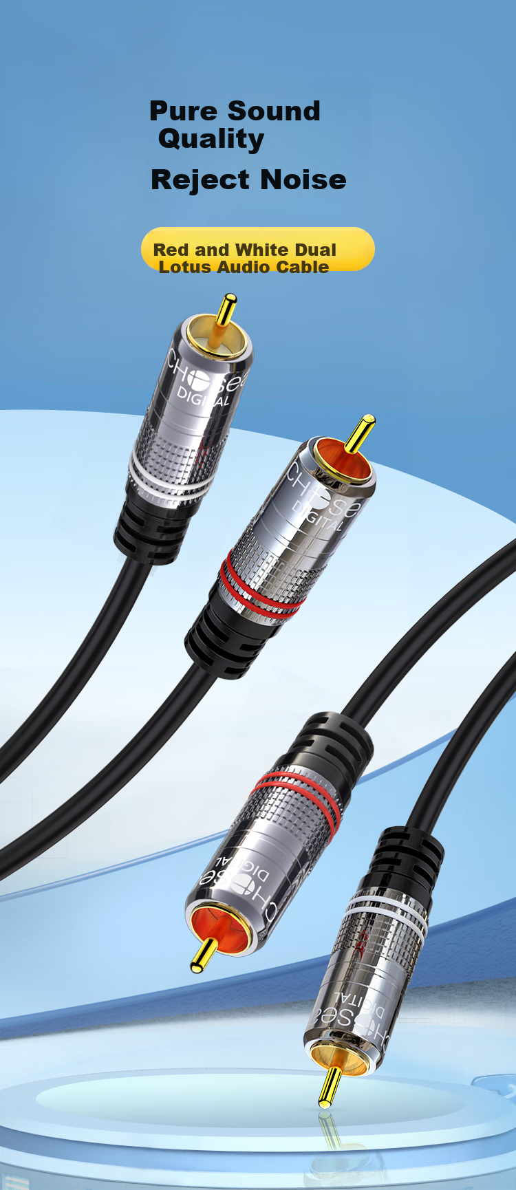 CHOOSEAL (CHOSEAL) Dual Lotus Head Audio Cable 2RCA Male to Male Two-To Red And White AV Audio Signal Cable DVD TV to Speaker Amplifier Cable 1 Meter QS3551T1 1