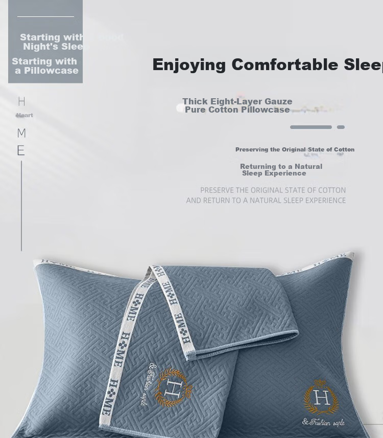 Yuanshenghuo Pure Cotton Class A Pillowcase Set of Two, 100% Cotton Oil-Proof And Sweat-Proof Pillow Cover, Extra Large And Thick, Blue, 50x80cm 1