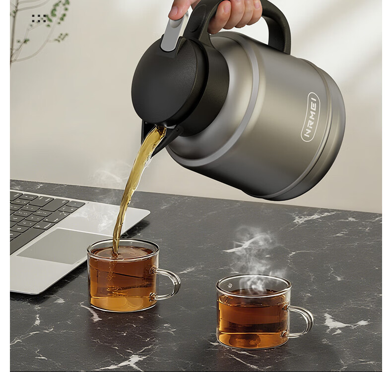 NRMEi Large Capacity Insulated Thermos Flask 72-Hour Heat Retention Stainless Steel 316 Tea Brewing Hot Water Pot 12