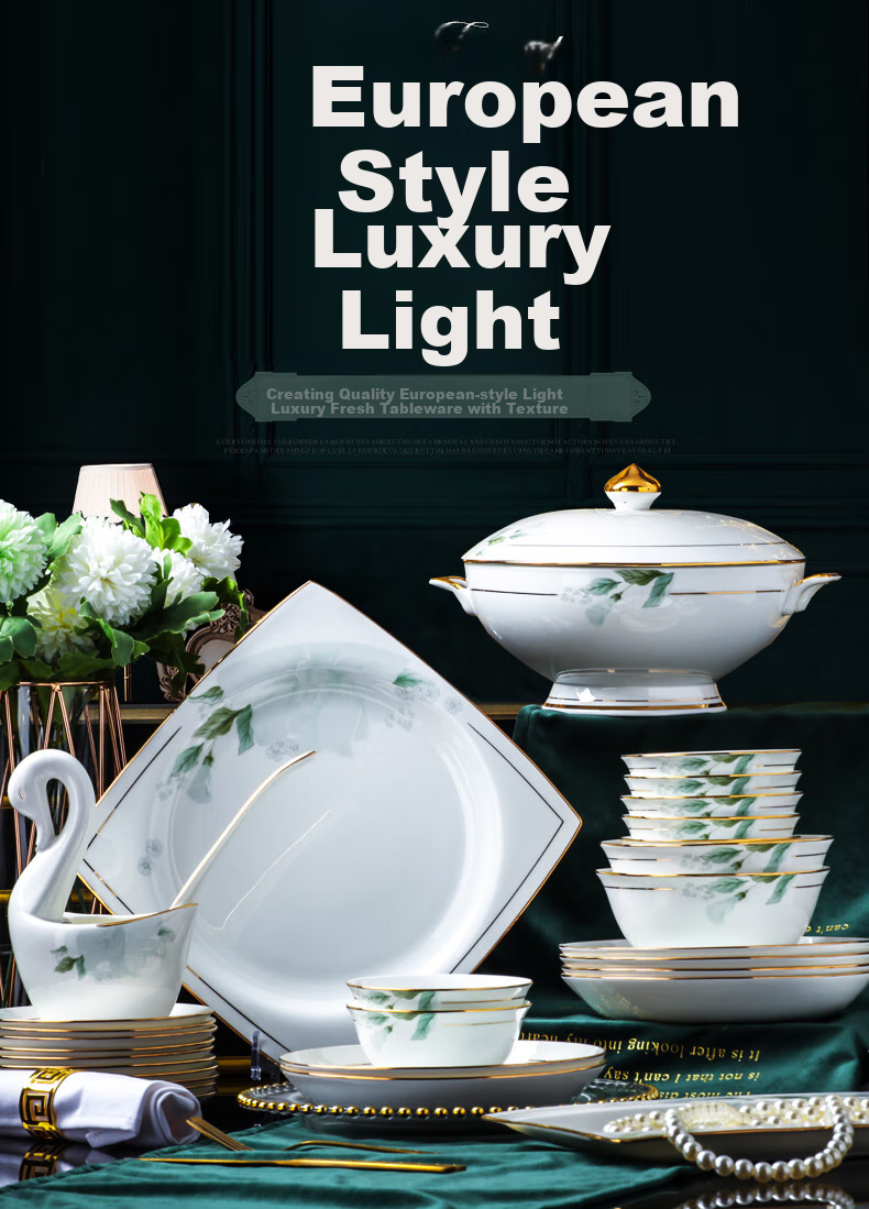 Yunzhihe Complete Set of Tableware Including Plates, Bowls And Chopsticks from Jingdezhen, Perfect for Housewarming Or Moving Gifts 1
